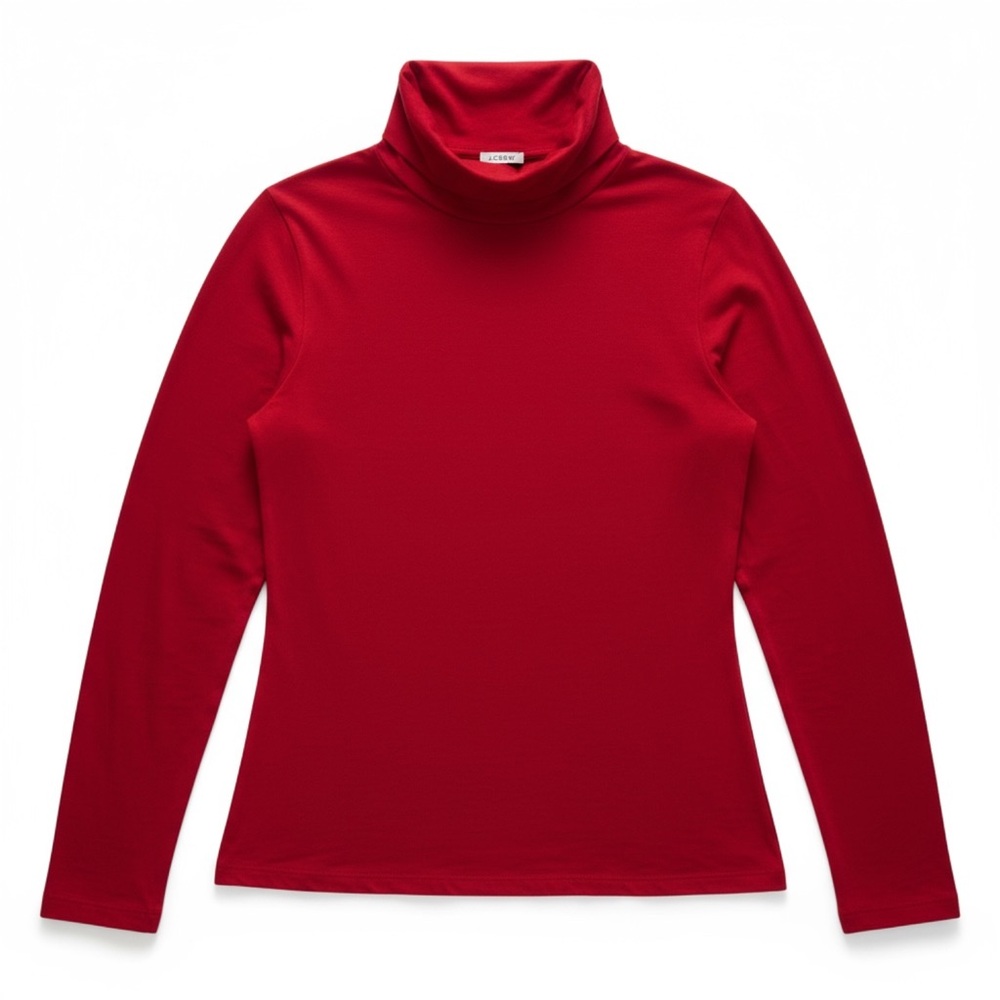 J. Crew Womens Red Turtleneck 100% Cotton Top Size Large
